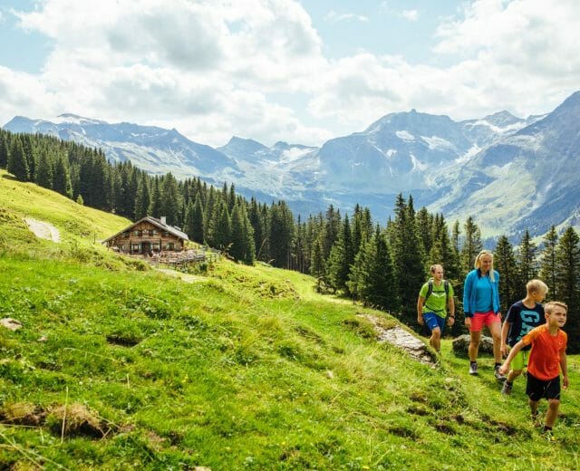 RS2748_T2_069-lpr Turisté na pěšině mezi zelenými kopci a horami Národního parku Vysoké Taury