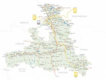 Mapa silnic a dálnic Salcburska