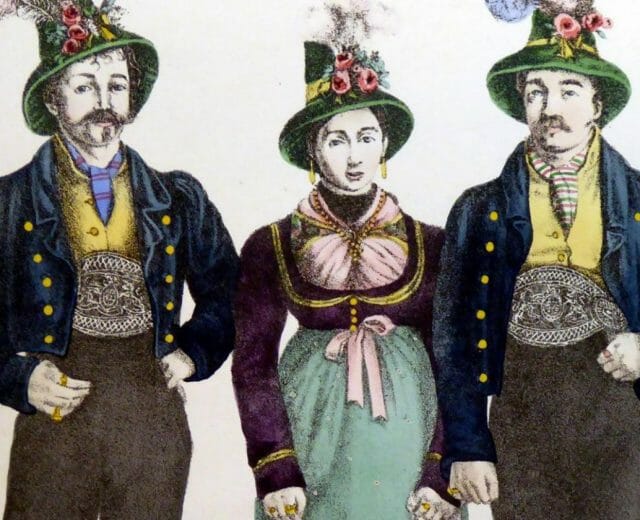 Dobová malba Ur-Rainerových, rodinného pěveckého sboru, který dostal koledu Tichá noc, svatá noc až do zámoří