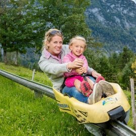Na semaforech se rozsvítí zelená a trasa pokračuje z výchozího bodu horní stanice ve výšce 1 139 m zatáčkami až 2 kilometry do údolí v Abtenau v regionu Tennengau.