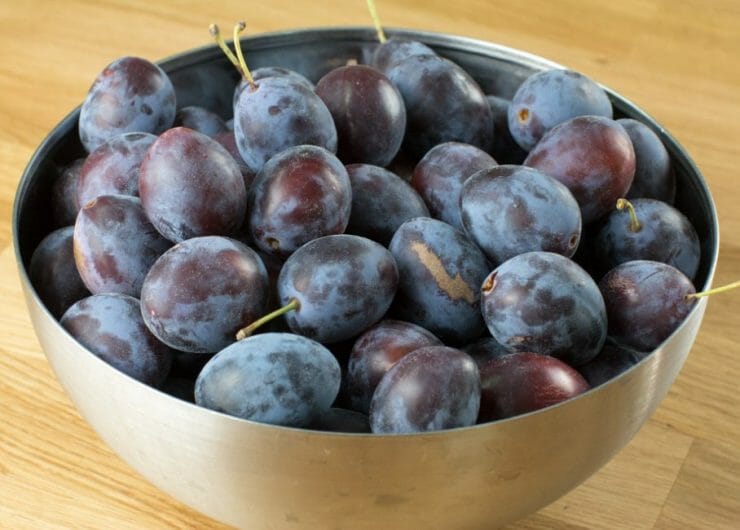 Čerstvé fialovo-modré švestky, ze kterých se dá připravit kompot, dezerty nebo povidla