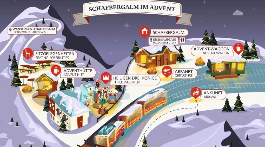 Mapa adventních stanovišť na Schafbergu