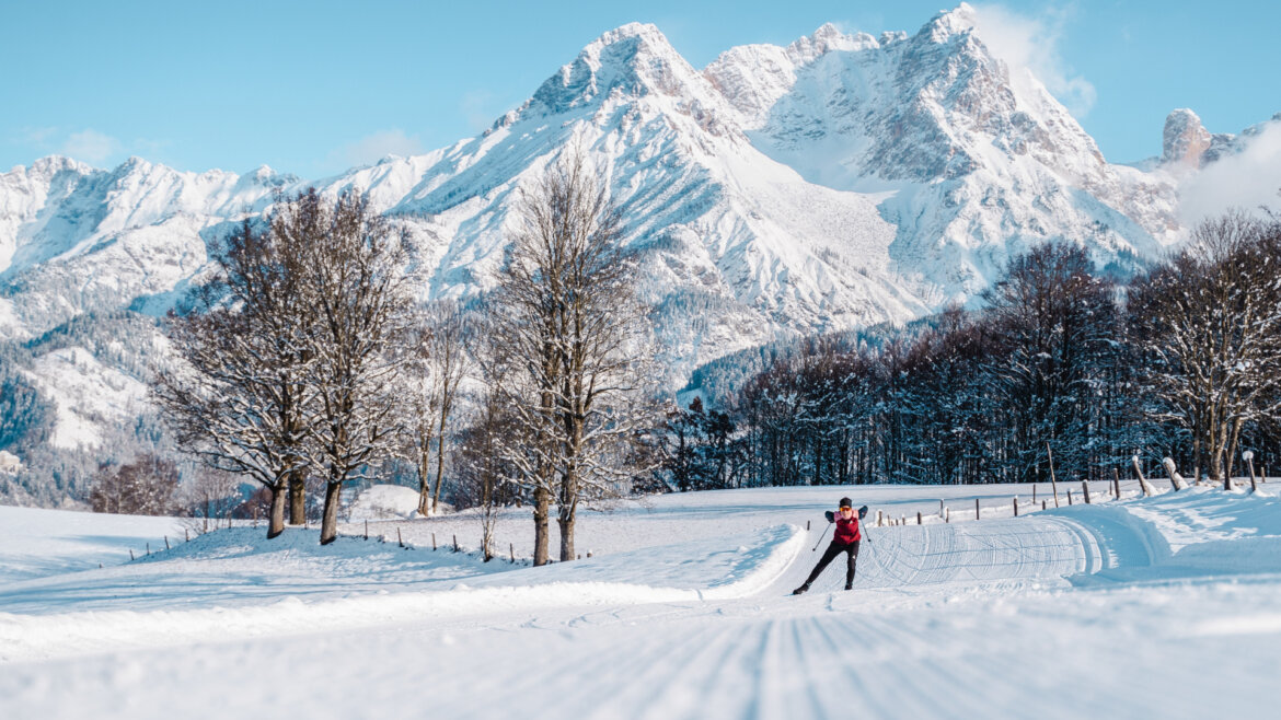Bestens gespurte Loipen machen das Langlaufen in der Region Saalfelden Leogang zum Vergnügen.