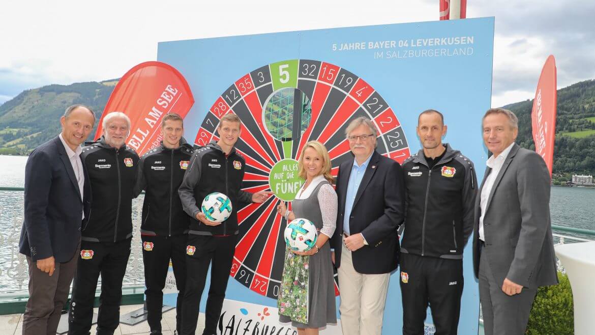 SalzburgerLand Tourismus GF Leo Bauernberger, Rudi Völler, Lars und Sven Bender, Zell am See-Kaprun GF Renate Ecker, Michael Schade, Heiko Herrlich, TauernSpa GF Karl Berghammer
