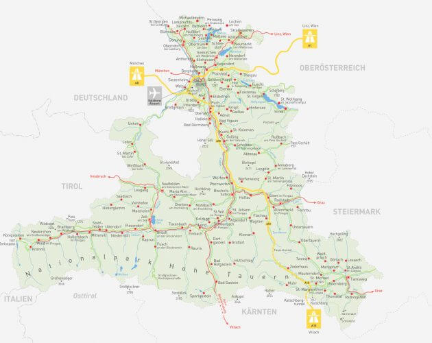 Karte des Bundeslandes Salzburg