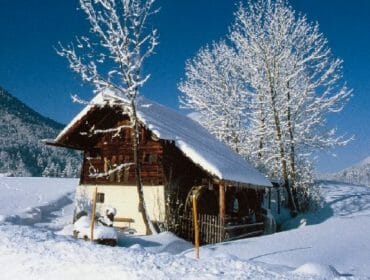 a house covered in snow