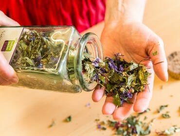 Tea from freshly dried herbs