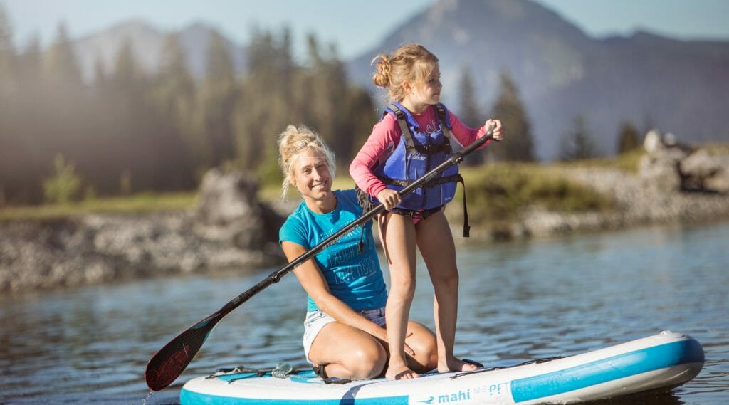 Woman and girl on a SUP