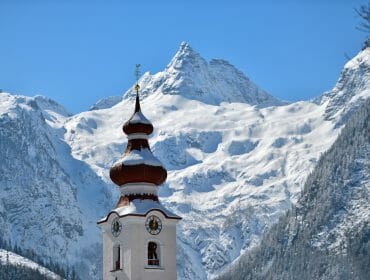 View on mountain range around Saalachtal in winter