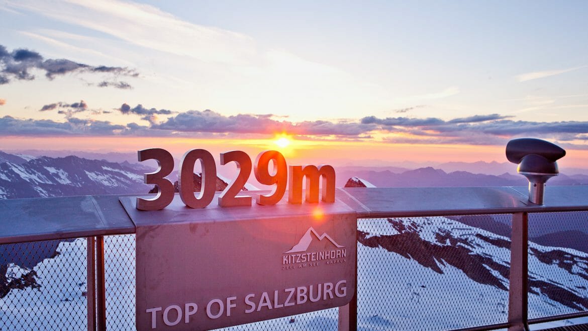 View from Kitzsteinhorn with sunset