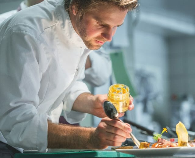 a man preparing food