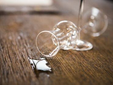 a close up of a glass on a table
