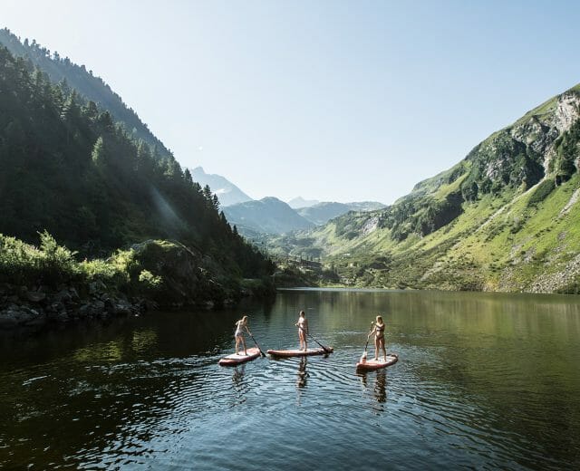 Stand Up Paddling at the Grünsee Lake