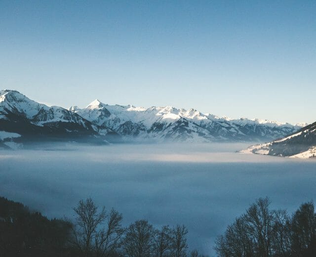 Zell am See-Kaprun covered by fog