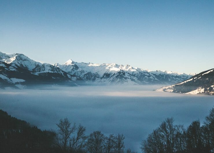 Zell am See-Kaprun covered by fog