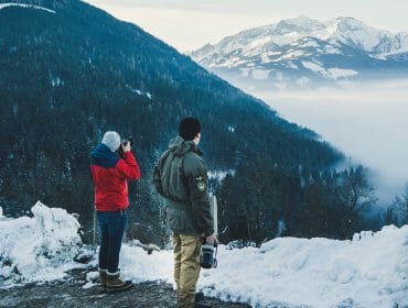 Jesper and Kenneth are taking pictures from the Zell am See-Kaprun panorama
