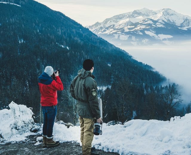 Jesper and Kenneth are taking pictures from the Zell am See-Kaprun panorama