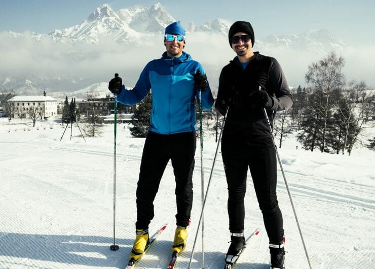 Konstantin and Thorsten are cross-country skiing
