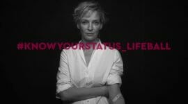 Knowyourstatus campagne with Uma Thurman