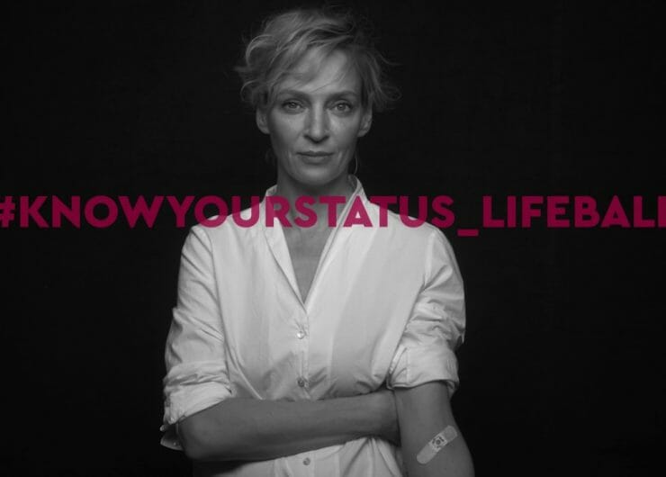 Knowyourstatus campagne with Uma Thurman