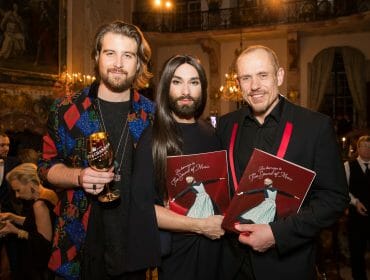 Dominic "Dodo" Muhrer mit Conchita und Gery Keszler, LifeBall 2018, Style Bible
