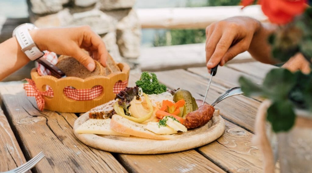 food on a wooden cutting board