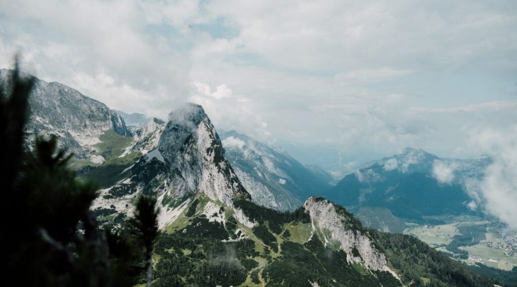 a view of a snow covered mountain