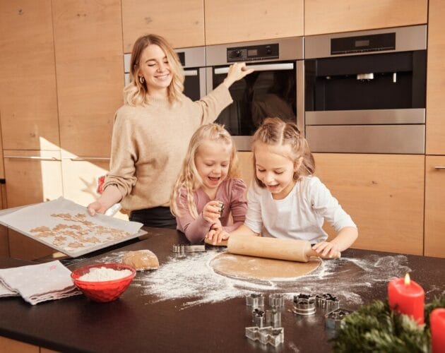 Baking cookies with the kids in the kitchen