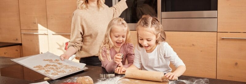 Baking cookies with the kids in the kitchen