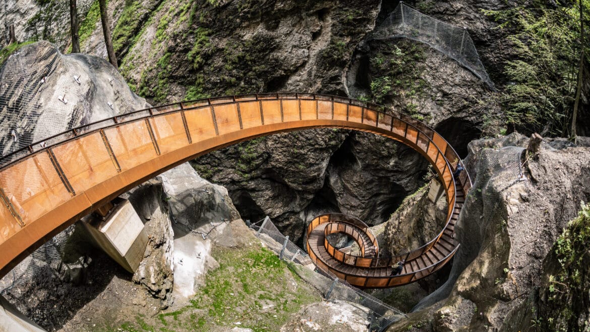 Liechtenstein Gorge and the impressive spiral staircase in St. Johann