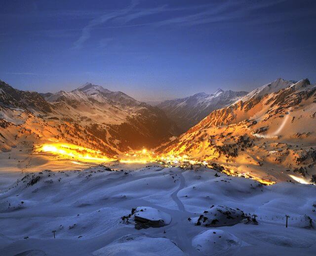 Obertauern esti fényben