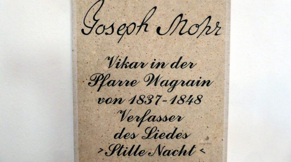 Joheph Mohr emléktábla Wagrain-ban.