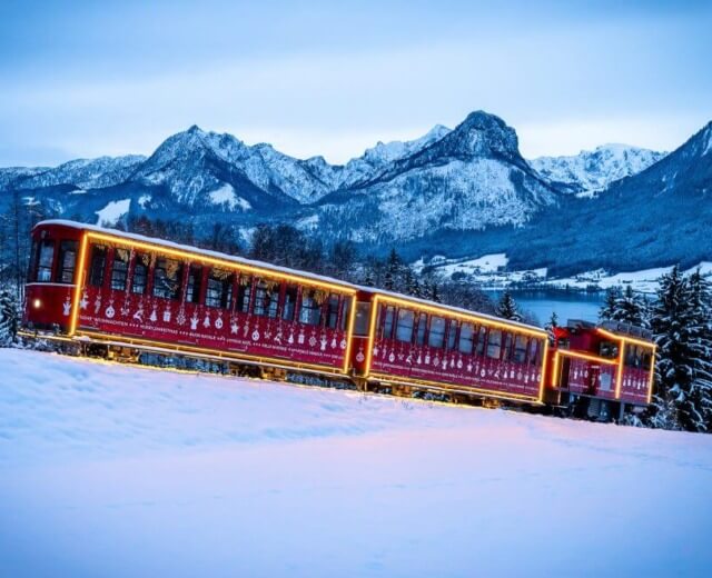 Schafbergbahn fogaskerekű téli környezetben