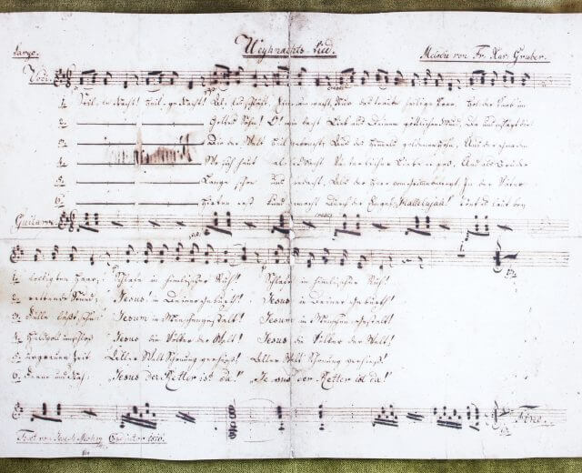 Autografa del cano di Franz Xaver Gruber Canzone 'Astro del ciel.