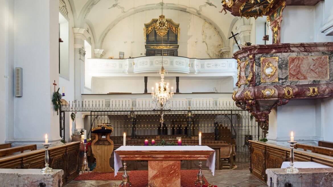 Organy Franza Xavera Grubera w sanktuarium Maria im Mösl w Arnsdorfie.